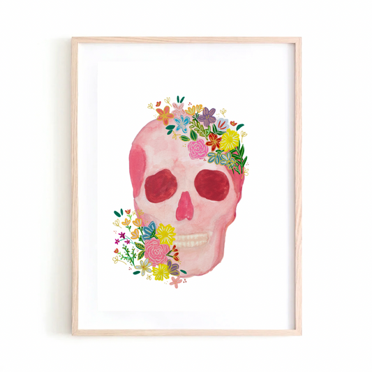 Skull Medicine & Flowers art print