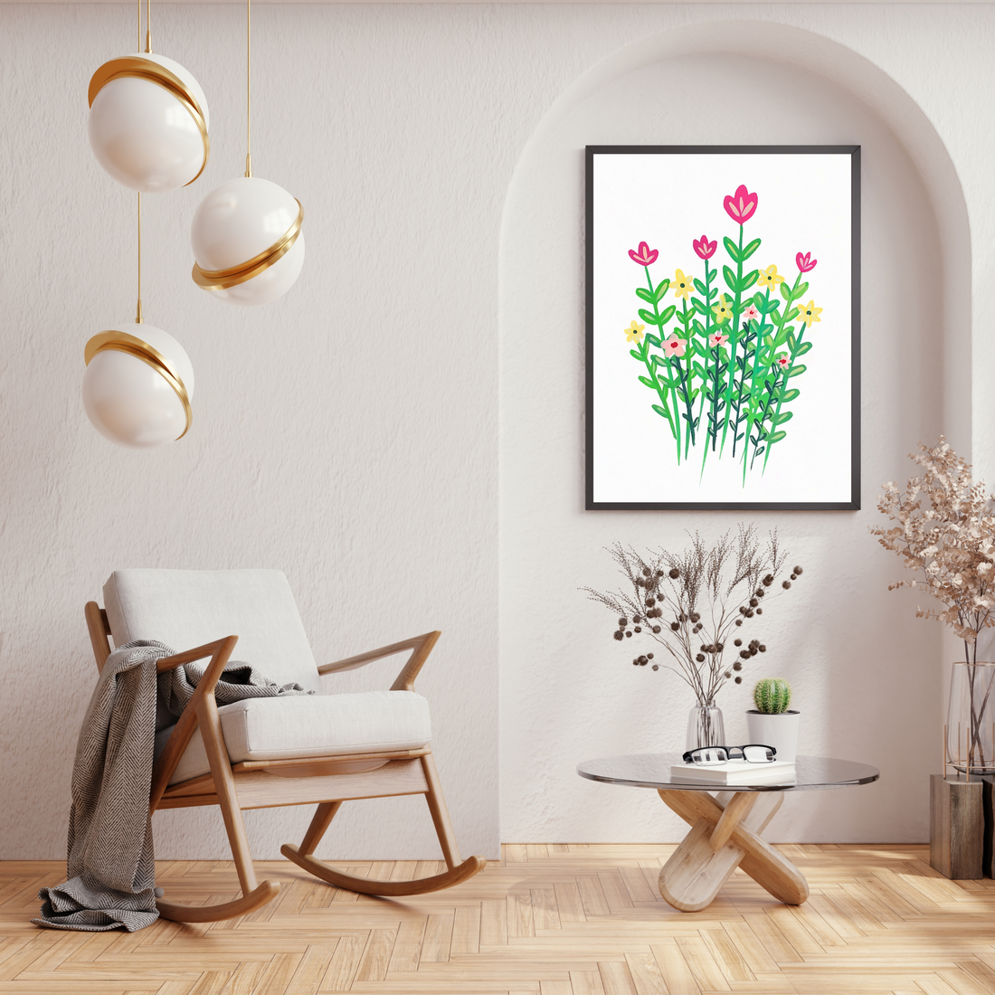 Vertical Colorful Flowers art print