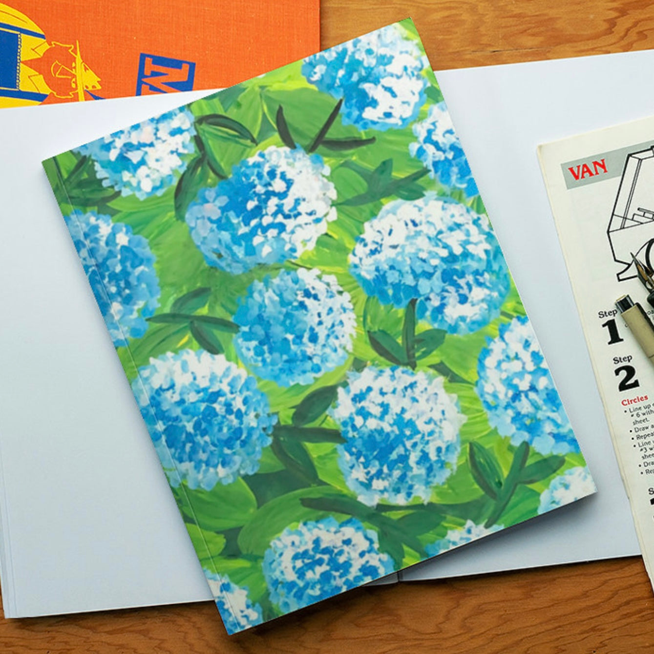 Blue Hydrangea Layflat Lined Notebook
