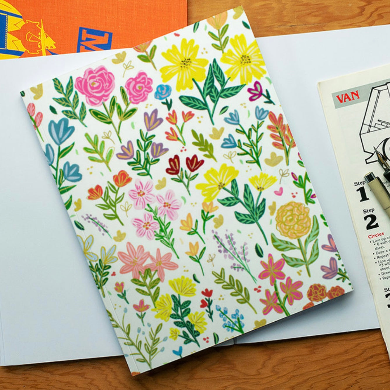 Spring Floral Collage Layflat Lined Notebook