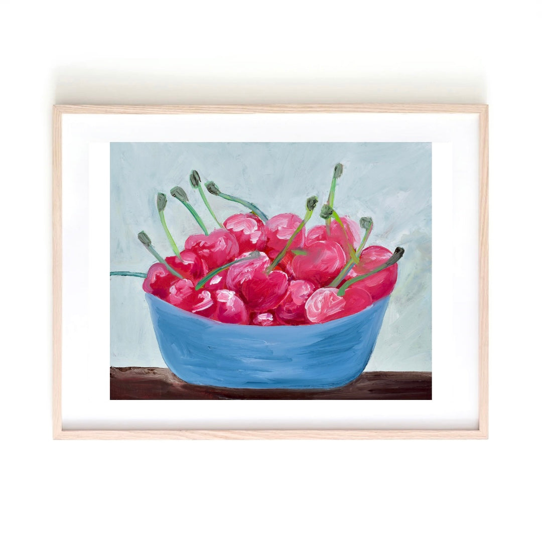 Bowl of cherries art print