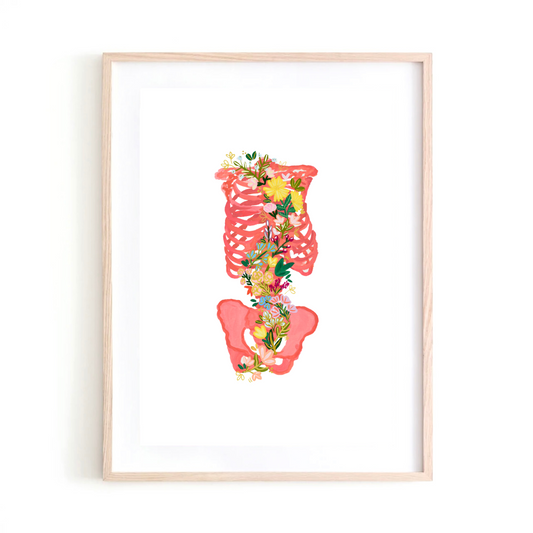 Skeleton Medicine & Flowers art print