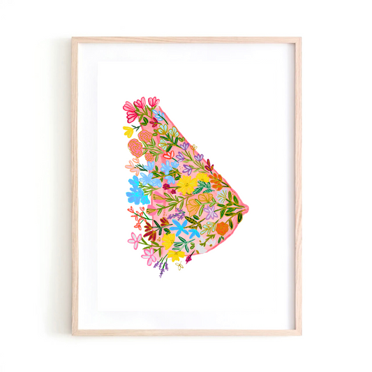 Breast Medicine & Flowers art print