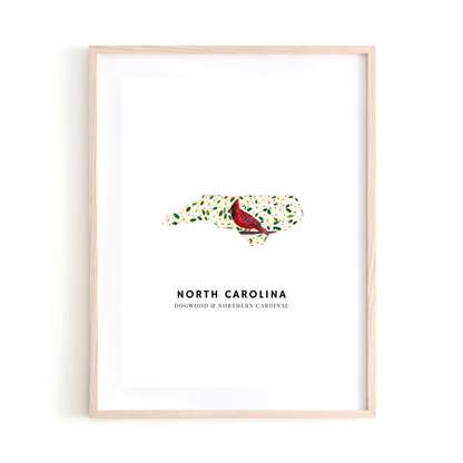 North Carolina State &amp; Northern Cardinal Bird art print
