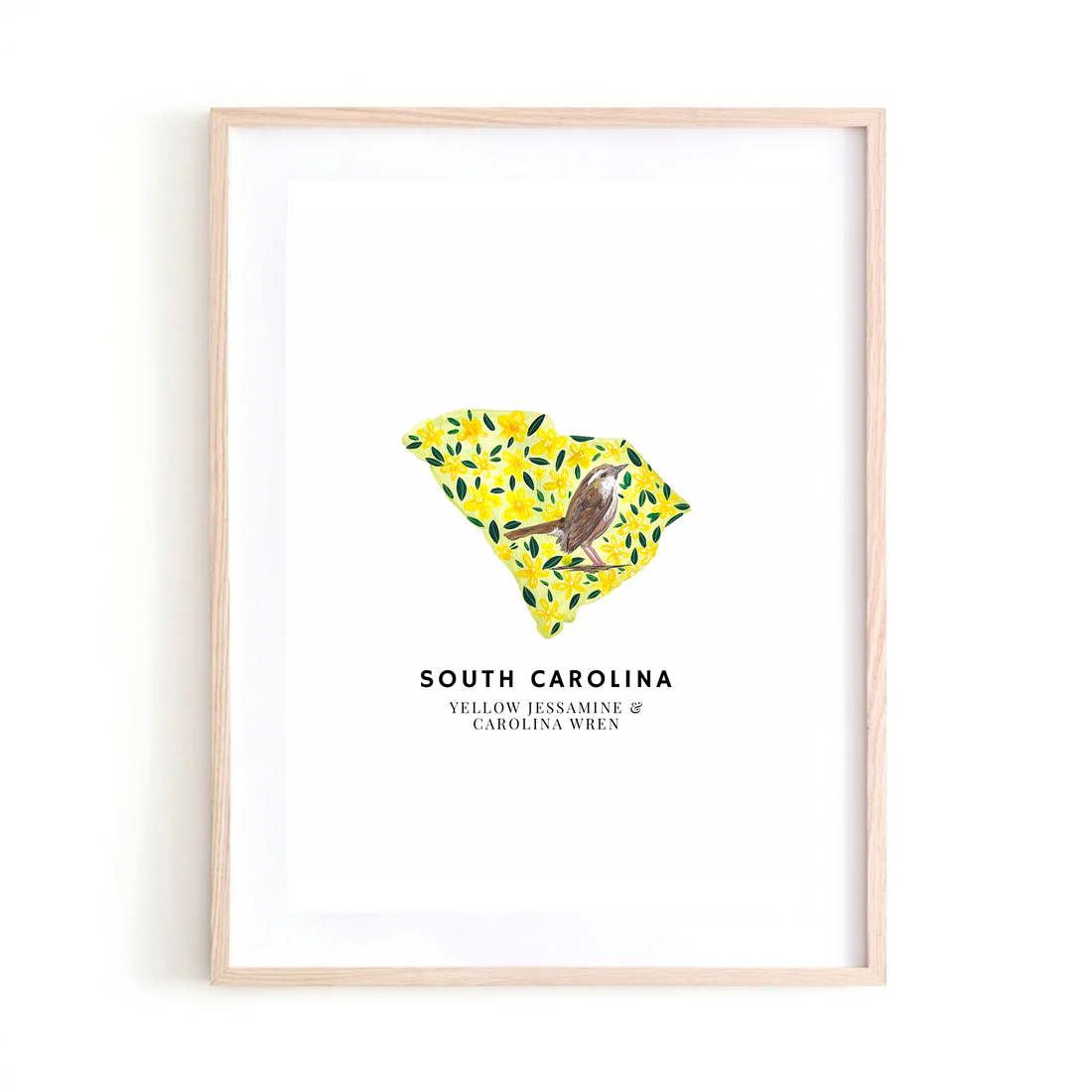 South Carolina State &amp; Carolina Wren Bird art print