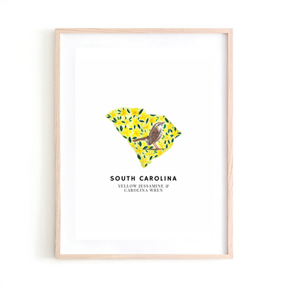 South Carolina State &amp; Carolina Wren Bird art print