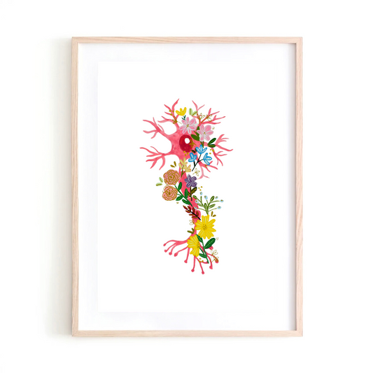 Neuron Medicine & Flowers art print