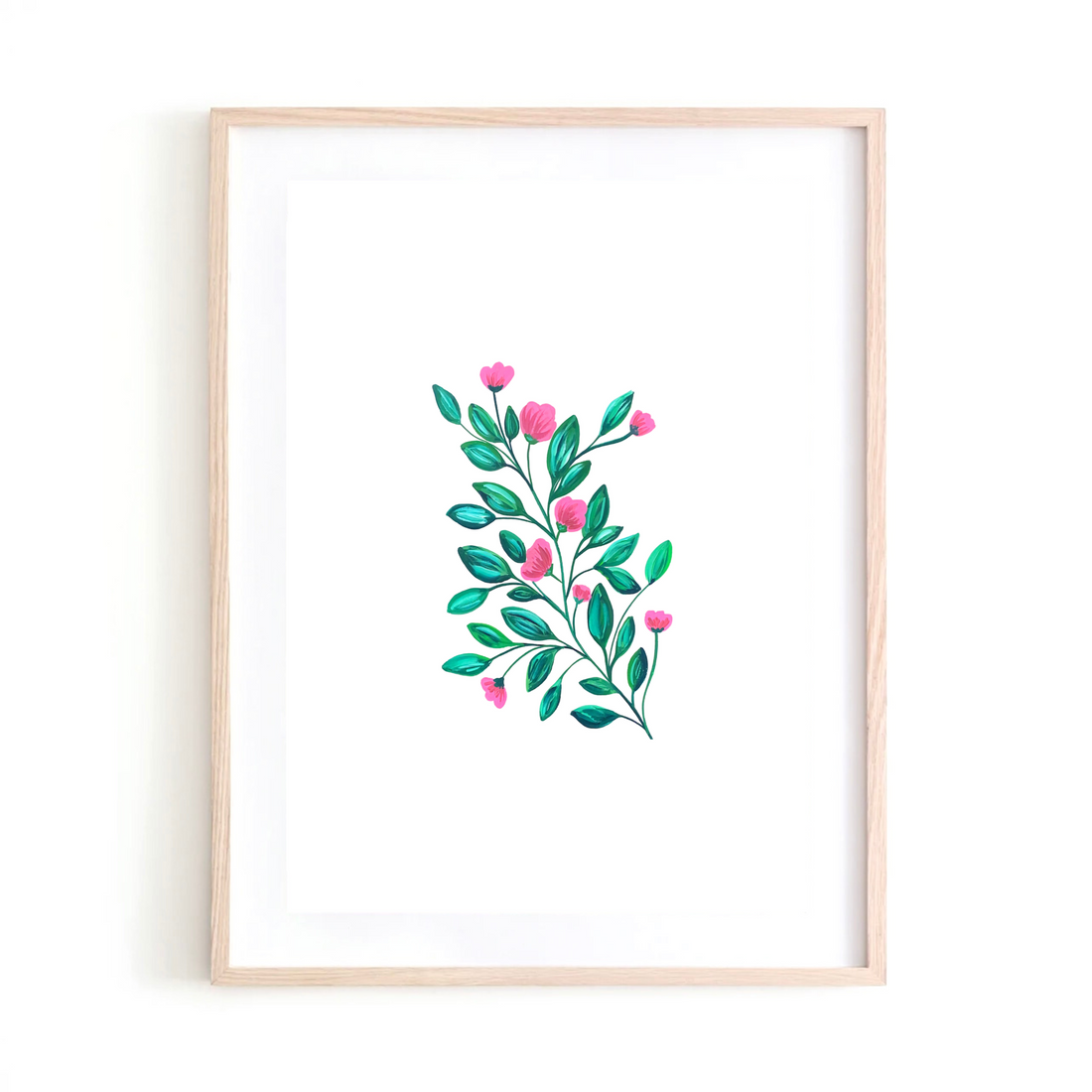 Bright Pink and Green Flowers art print