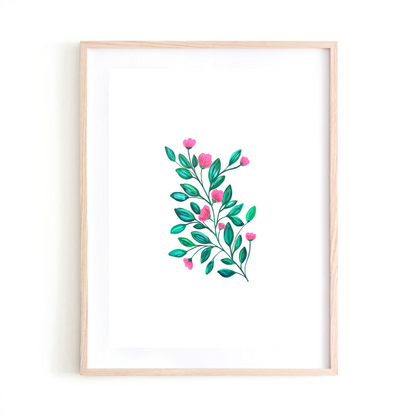 Bright Pink and Green Flowers art print