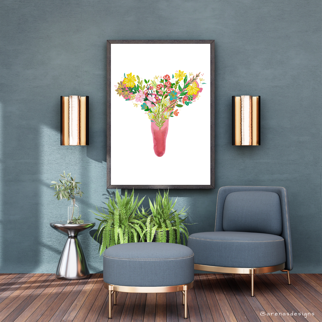 Uterus & Flowers art print