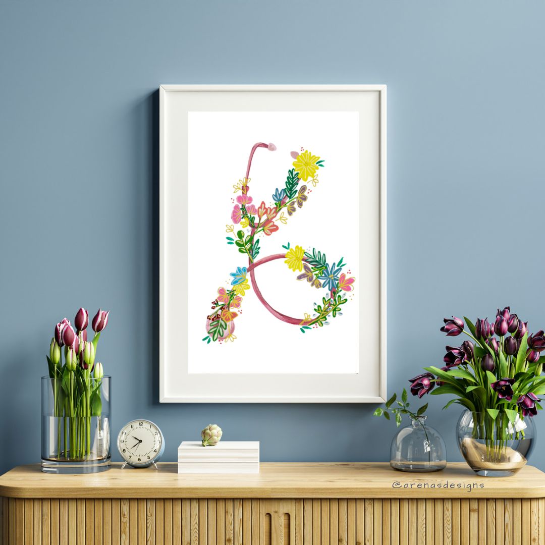 Stethoscope &amp; Flowers art print