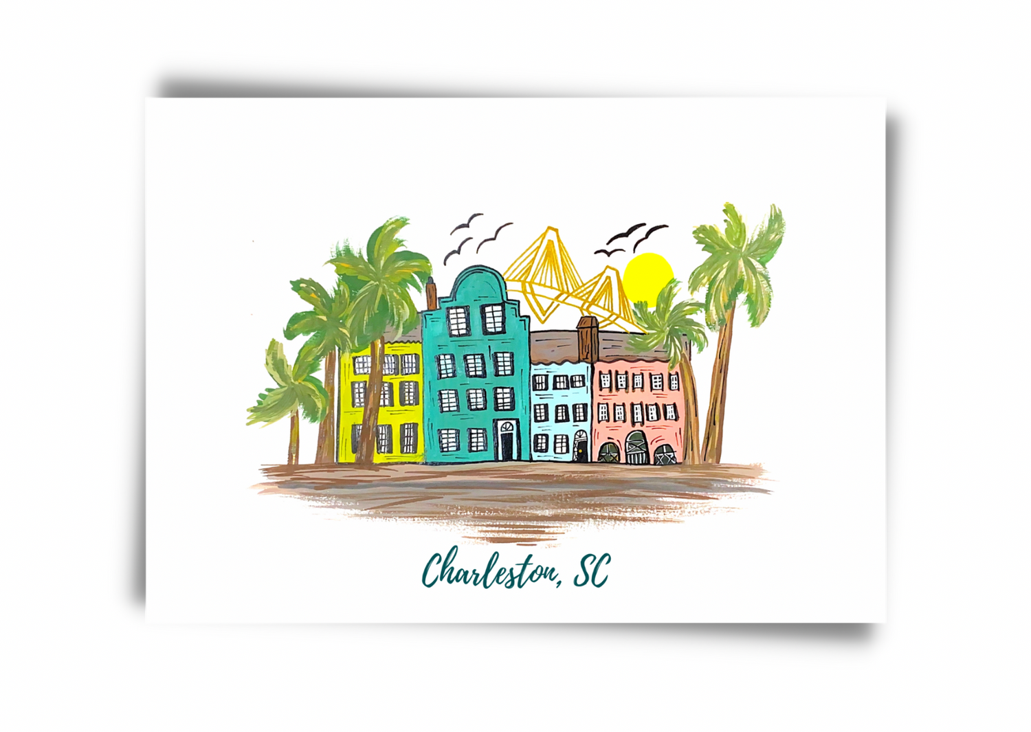 Rainbow Row Charleston postcard