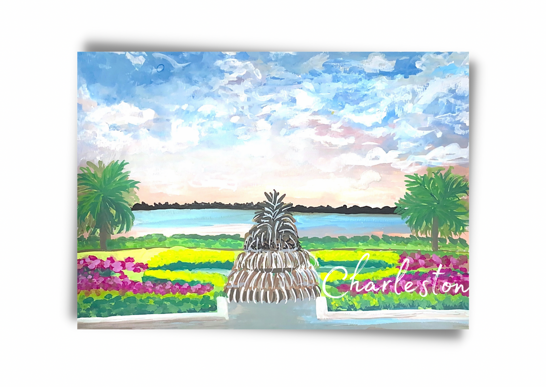 Pineapple Fountain Charleston postcard