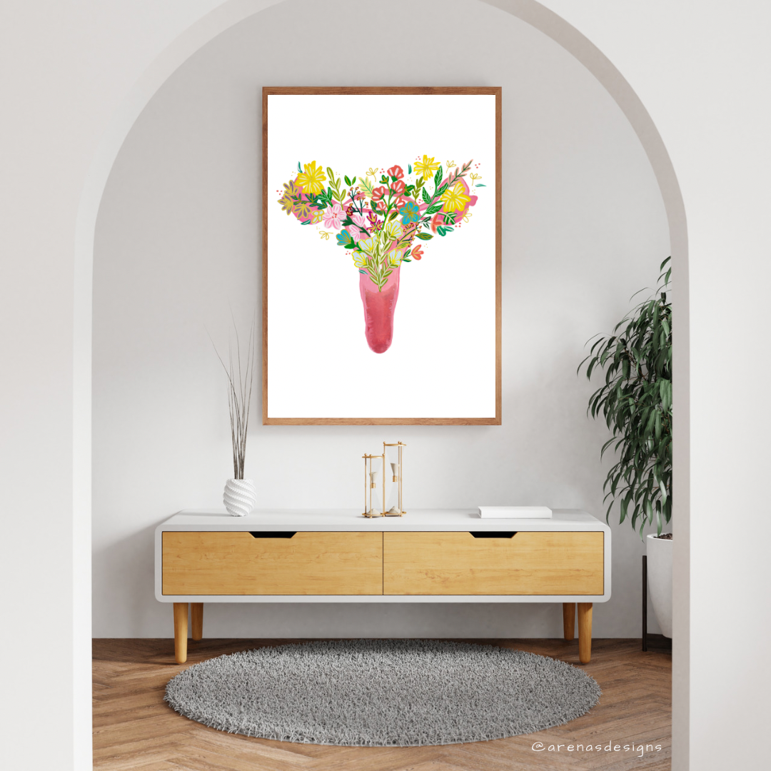 Uterus & Flowers art print