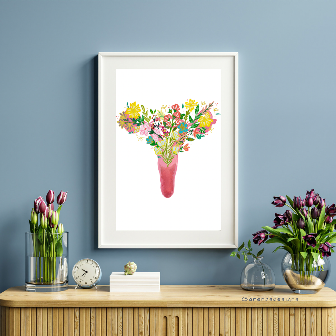 Uterus &amp; Flowers art print